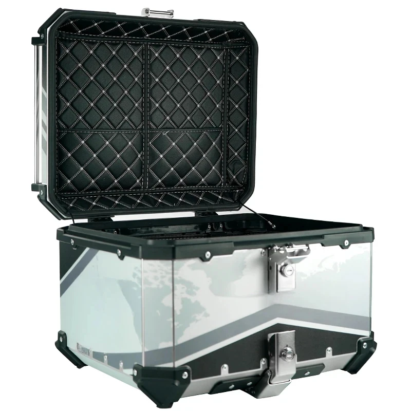 Factory Hot Selling  55L Motorcycle Trunk Aluminum Alloy Quick-release Decal Style