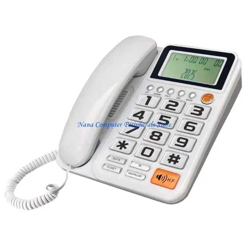 F68C Corded Telephone Basic Landline Phone for Seniors Analog Home Phone with Call Display Small Desk Guest Room Telephone