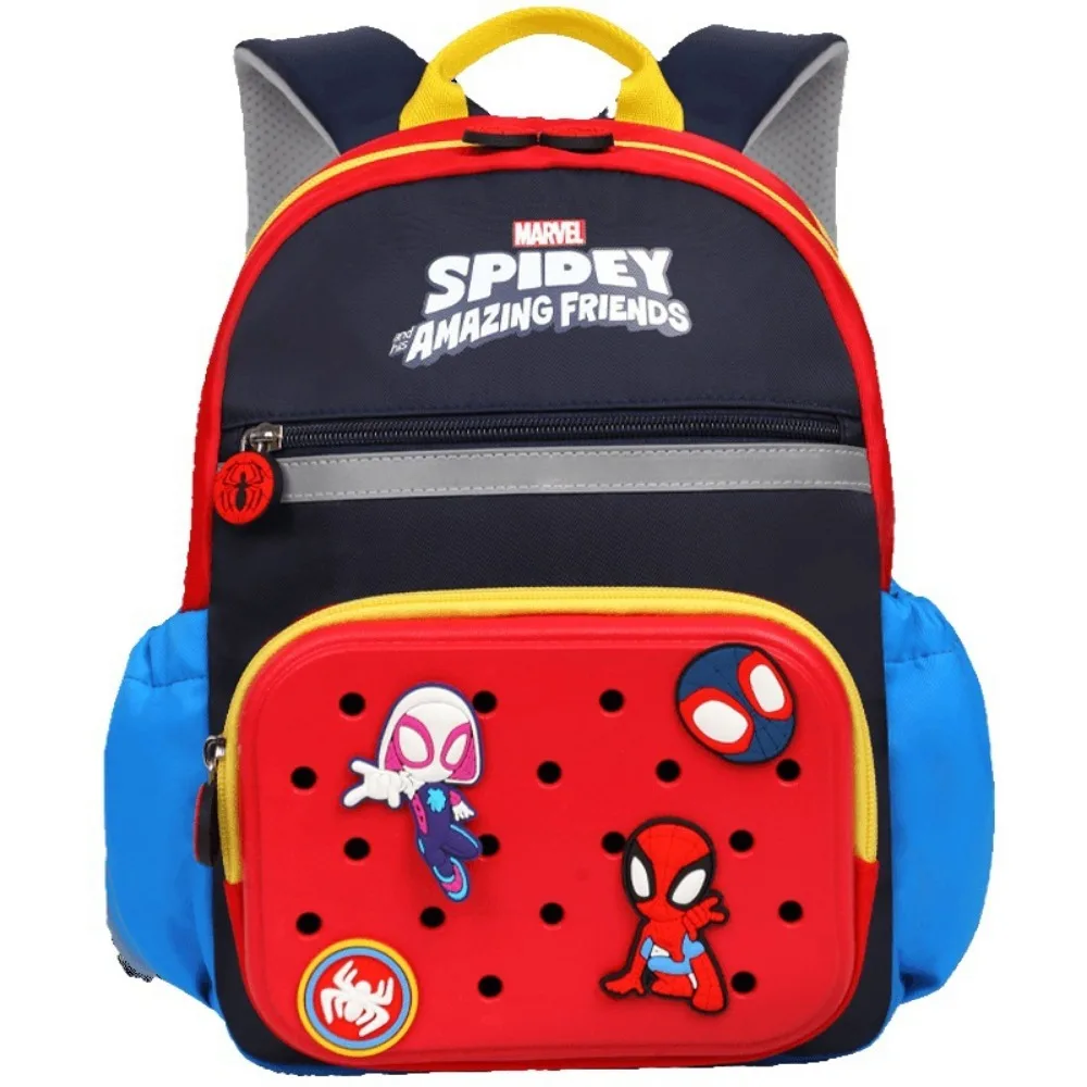 Cartable Disney Marvel Lotso Spider-Man, sac à dos de dessin animé léger et respirant, badge à bouton bricolage, cadeau de festival, 3-6 ans