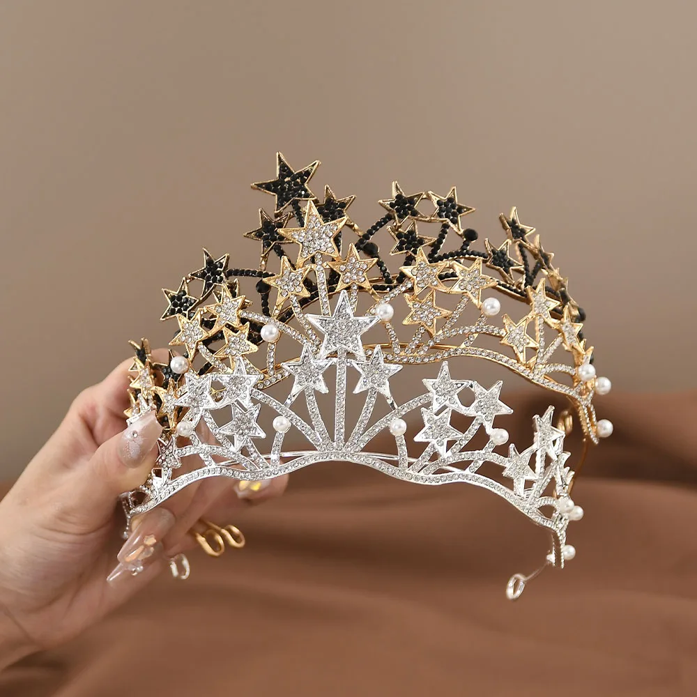 Bride Crown Headdress Wedding Dress Accessories Little Princess Eighteenth Birthday Five-pointed Star Crown Hair Accessories