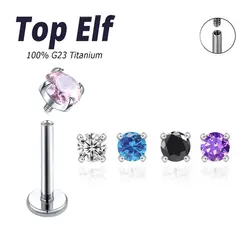 G23 ASTM F136 Titanium 16G Labret Piercing Nariz Thread Cartilage Tragus Earrings Labret Stud Colorful Earrings Body Jewelry