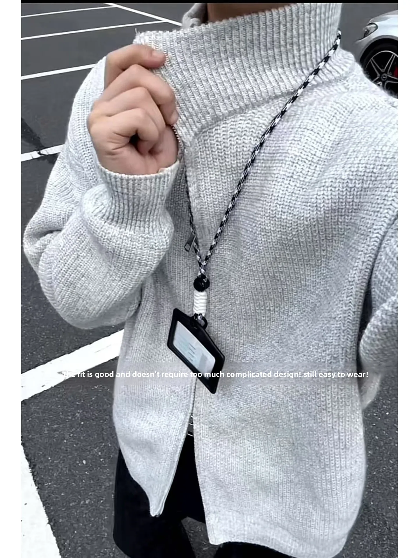 

Мужской кардиган Pure Color с высоким воротником, вязаный, осенний, в корейском стиле, премиум-класса