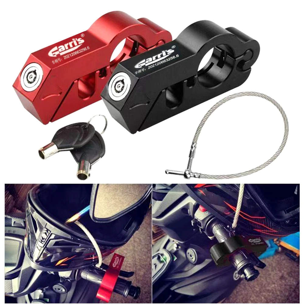 CNC Motorcycle Handlebar Helmet Lock Brake Handle Lock Imitating Steal Lock Pull Rod ATV Dirt Street Bike Anti Theft Safety Lock