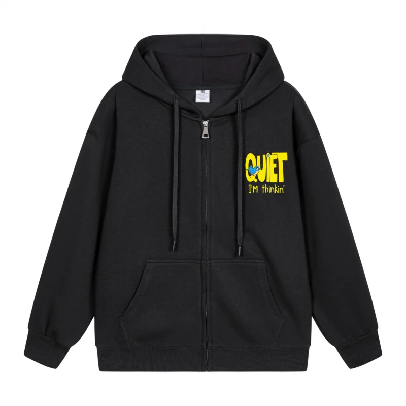 

Men's Zip-Up Hoodie Quiet My Thoughts Print Design 2025 New Style Casual Couples’ Style Casual and Loose