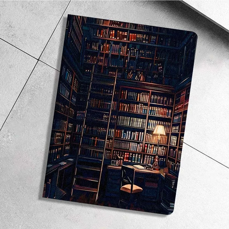 

Retro Book Bookshelf Art For Xiaoxin Lenovo Pad Tab K10 K11 M10 P12 P11 Pro GT Gen2 Plus Legion Y700 Y900 12.1 Tablet Case