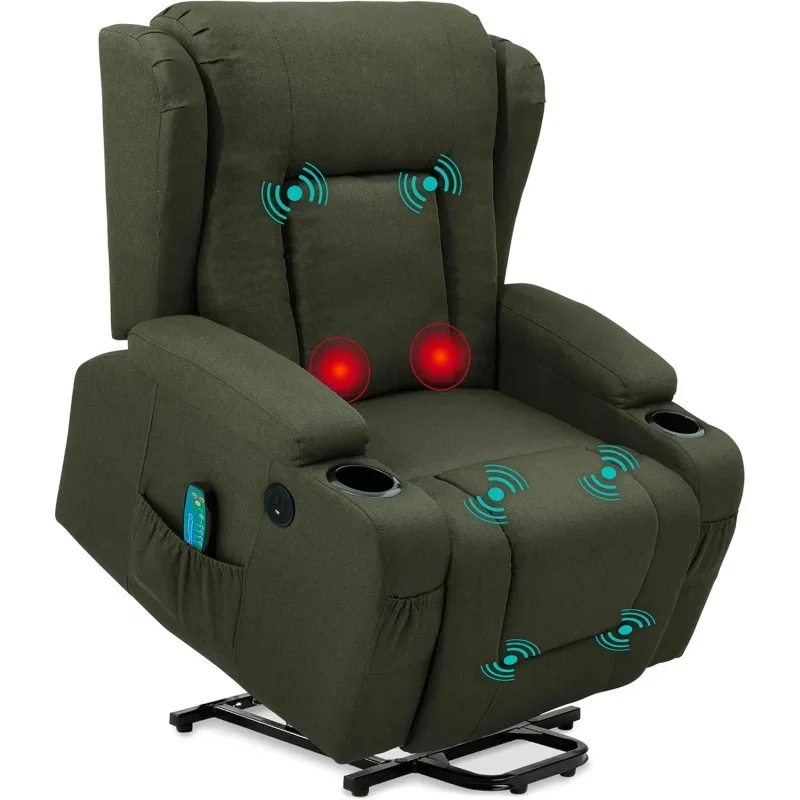 Best Choice Products Modern Linen Electric Power Lift Chair, Recliner Massage Chair, Adjustable Furniture for Back, Legs w/ 3 Po