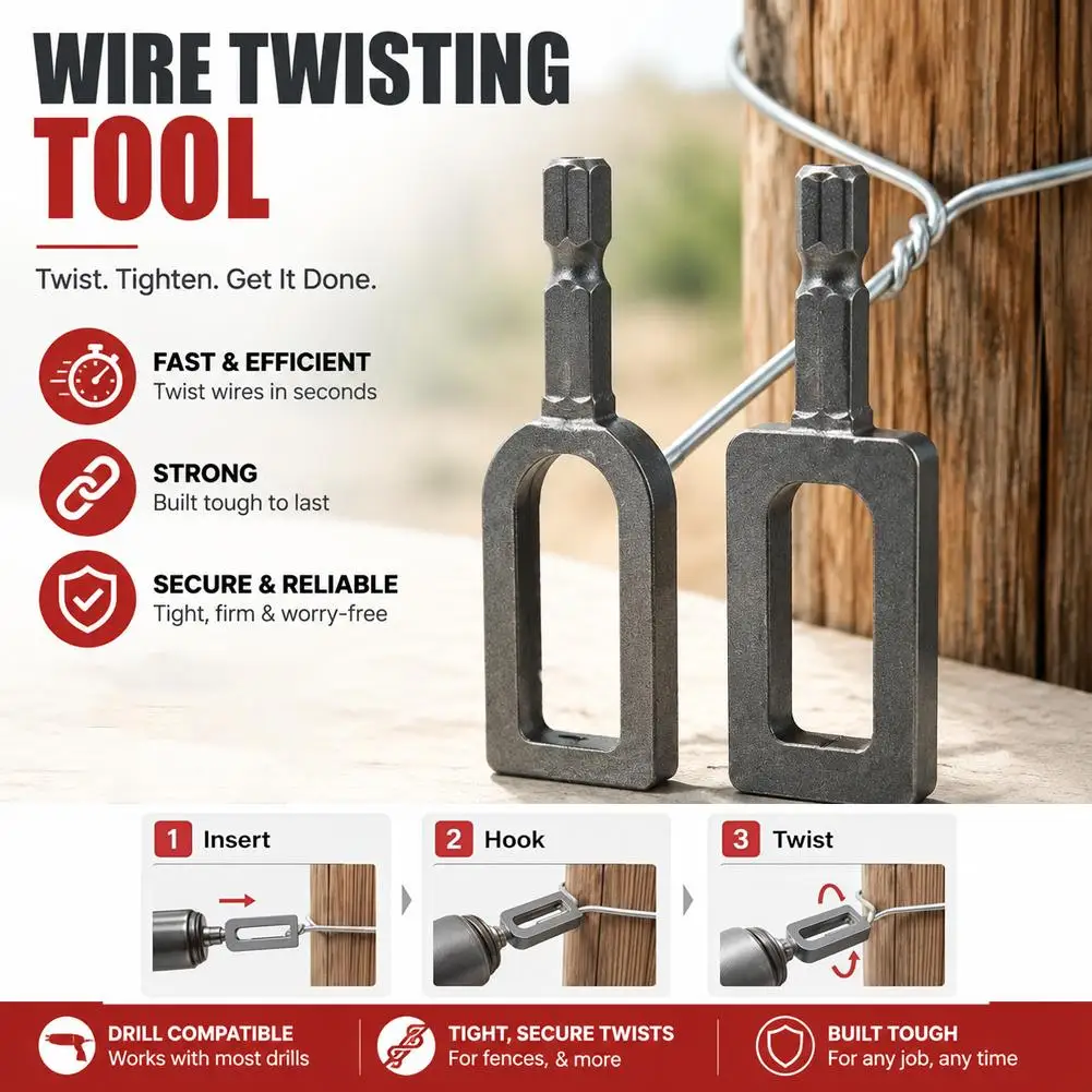 Duty Drill Wire Twister Tool For 9 & 11 Fence Wire Tying Drill Chuck Chain Link Fence Twister For Electric Drill Twisting Sleeve