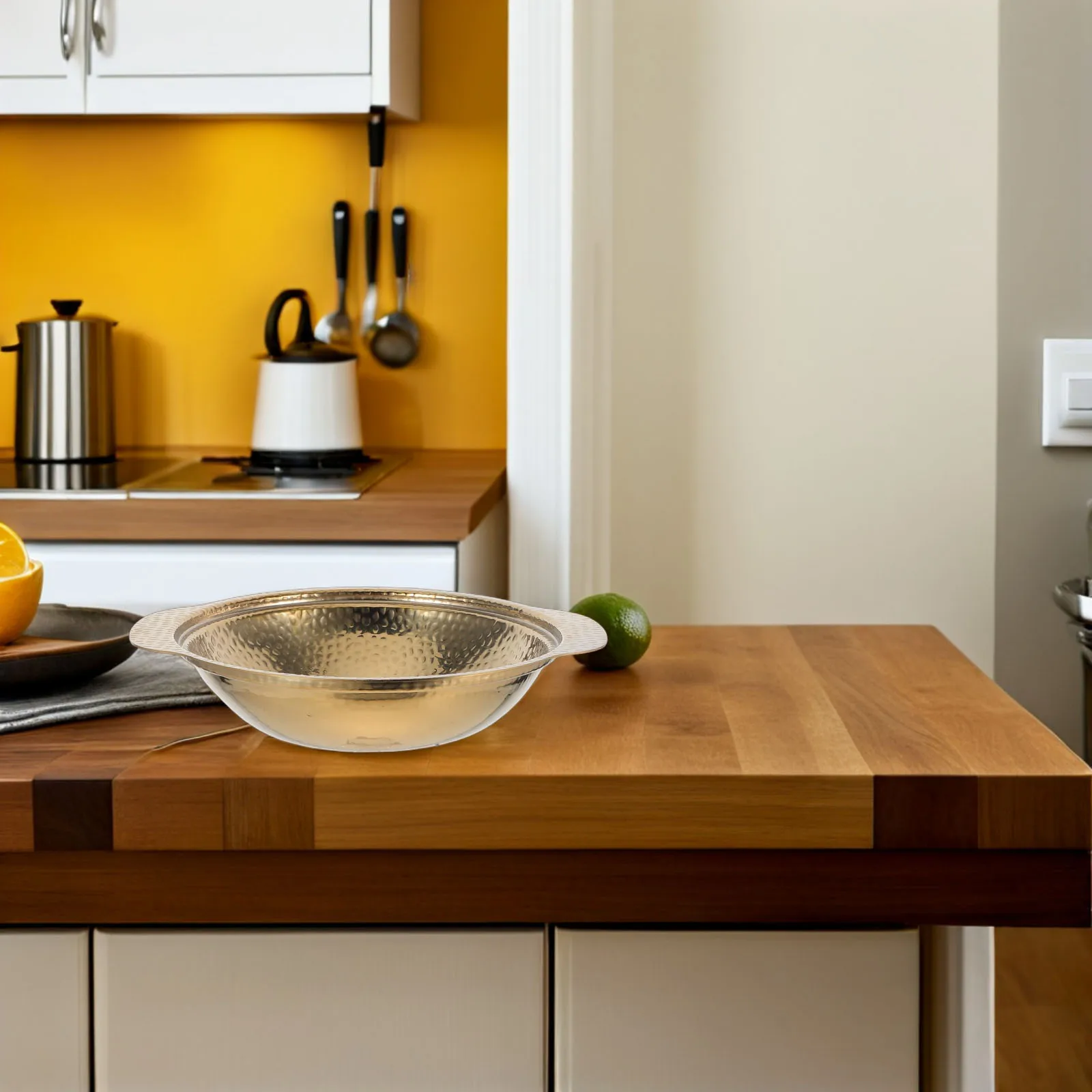 

Stainless Steel Noodle Pot Double Handle Hammered Texture Flat Bottom Cooking Pan for Stewing Soups Instant Noodle Cooker