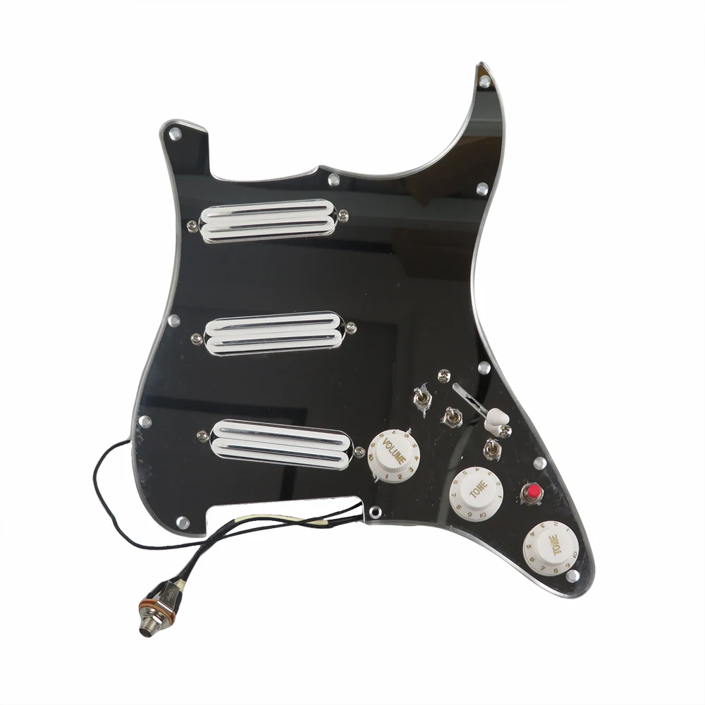 

Silver Mirror White Pre-Wired Pickguard Pickup Dual Hot Rail Humbucker Pickup Mini Single Cut Functional Harness