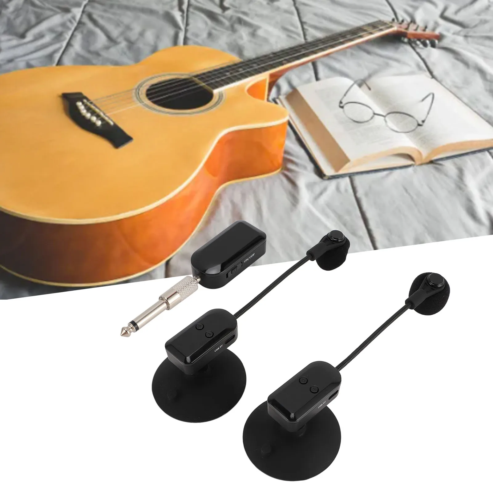 

Cello Microphone Violin Microphone Saxophone Microphone 2.4G Wireless 360° Rotation Stable Violin Microphone for Performance