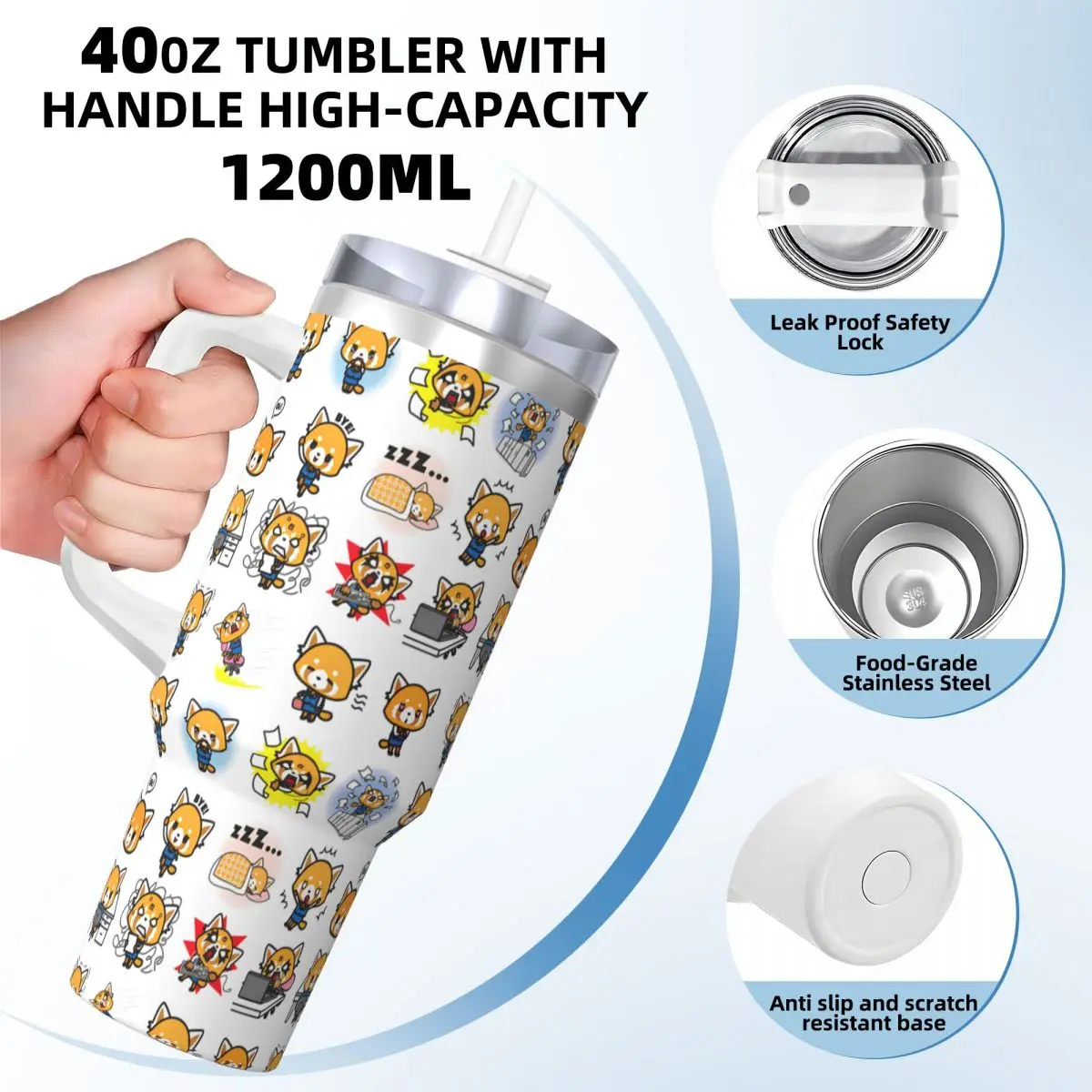 Stainless Steel Tumbler Sanrio Aggretsuko (5)-bayingimg Thermal Cups Portable Cold Drink Mugs Cup Travel Custom Water Bottle