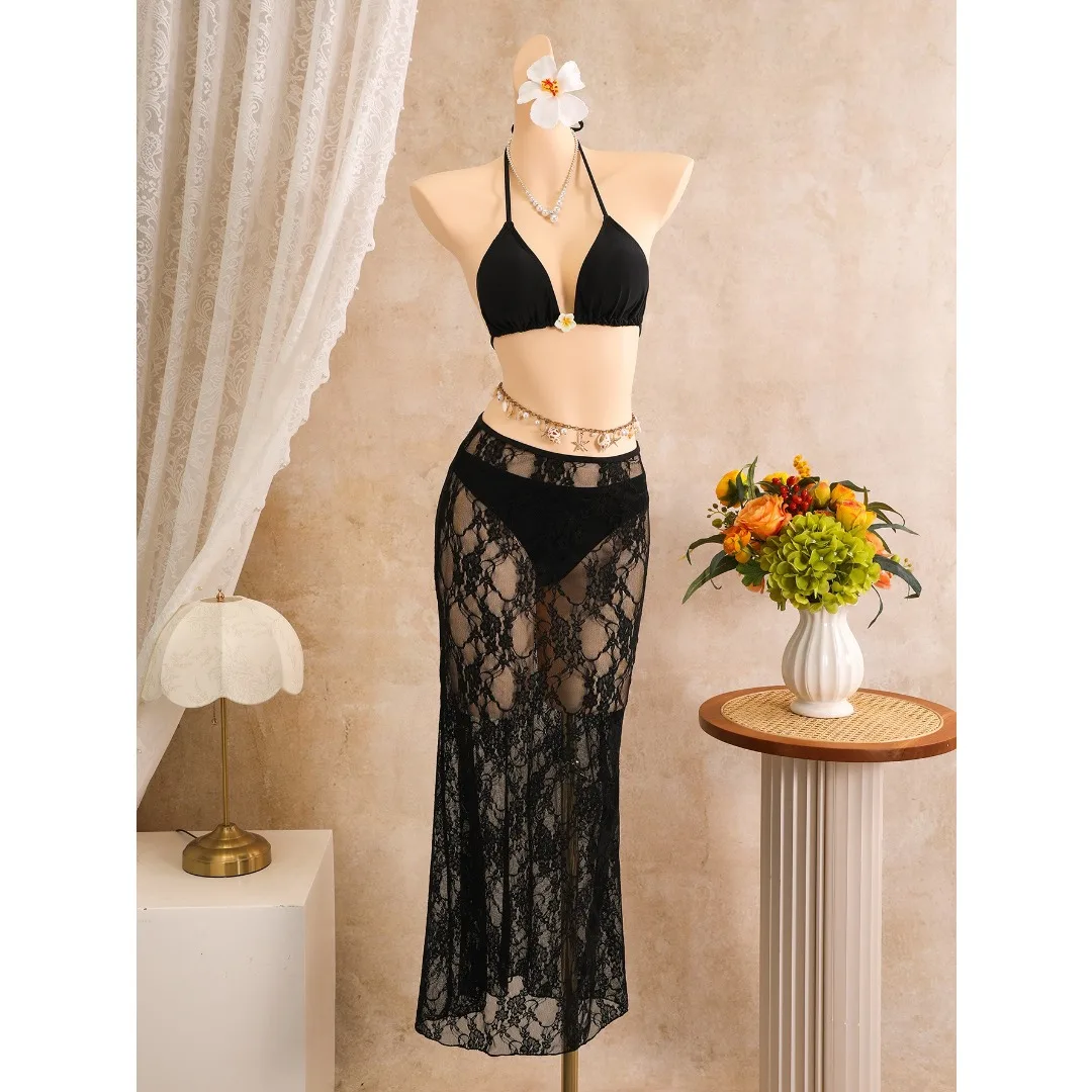 Mit Spitzenrock Sexy Bikini Damen Bademode Weiblicher Badeanzug Dreiteiliges Bikini-Set Badeanzug Schwimmanzug V8497 – Detail 6