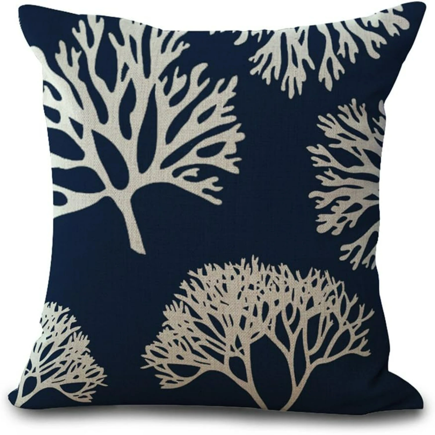 Set of 4 Stunning Nautical Navy Blue Ocean Themed Decorative Cotton Linen Throw Pillow Case Cushion Covers for Couch Sofa Bed -