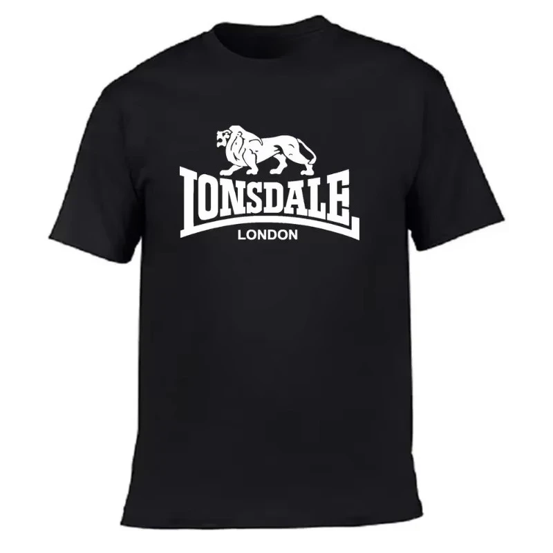 

Мужская футболка с принтом «Лев Lonsdale» и короткими рукавами, летняя свободная и удобная хлопковая уличная футболка, мужская свободная одежда