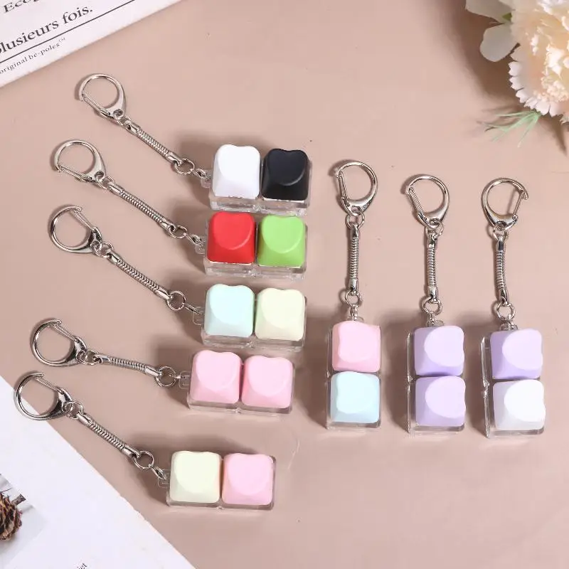 

2 Key Candy Color Love Keyboard Keychian Creative Keycap Stress Relief Keyring Decompression Toys Adult Children Gifts
