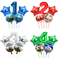 5PCS Cartoon Minecraft Game Theme Aluminum Foil Balloon Boy's Birthday Party Pixel War Balloon Decoration Children's Toy Ball