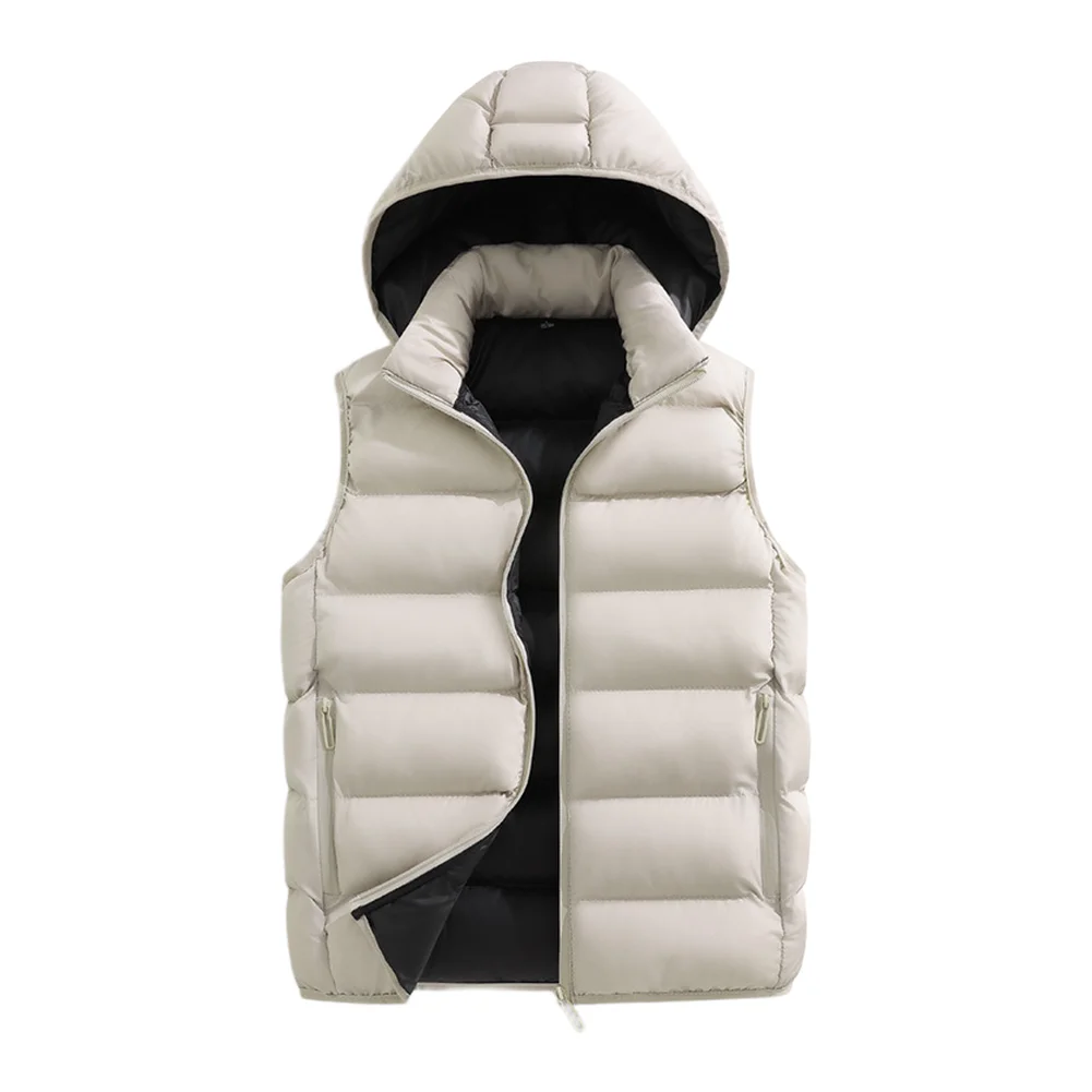 Men Autumn Winter New Hooded Sports Vests Men Loose Thick Keep Warm Outer Waistcoats Male Hooded Windproof Casual Vests