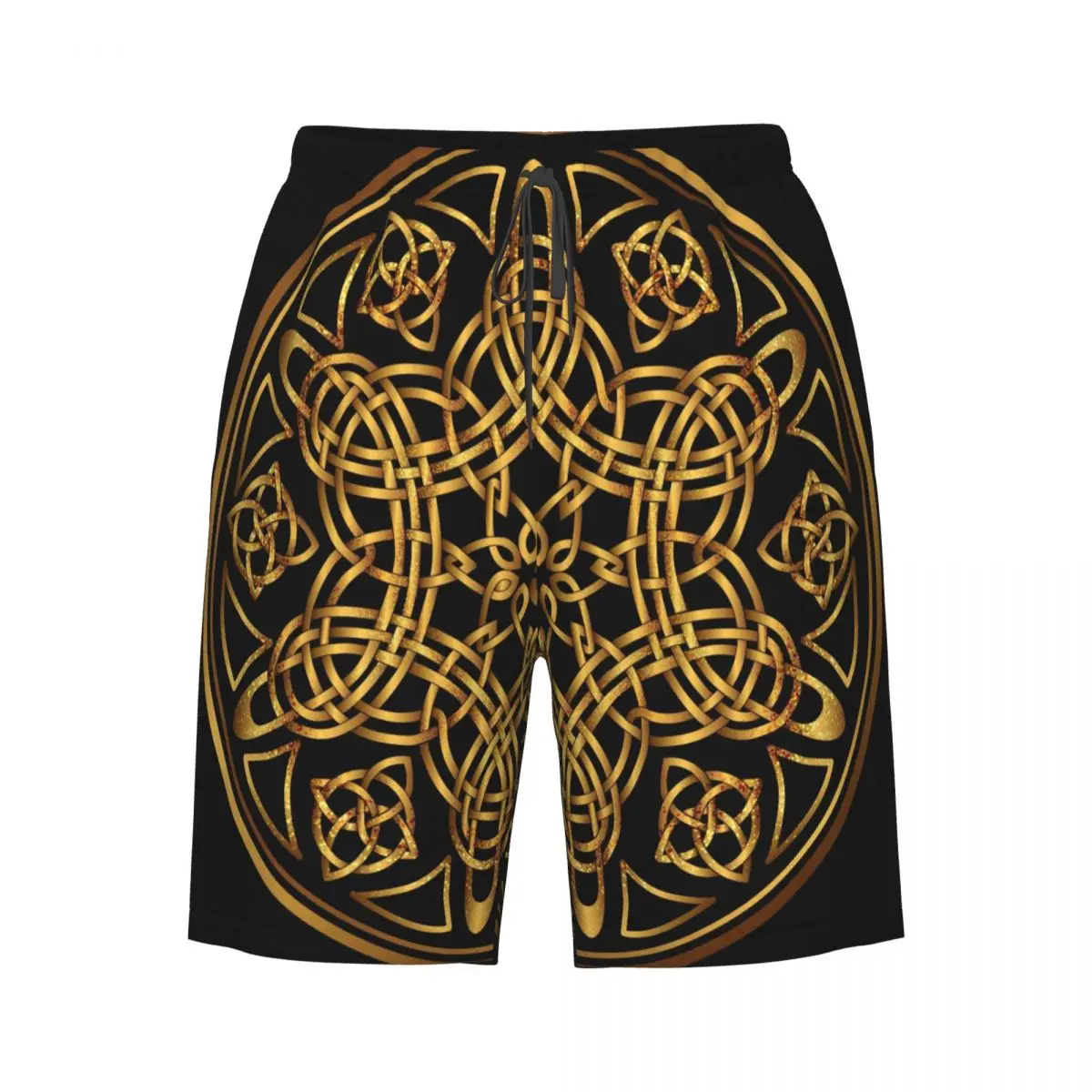 

Golden Ancient Pagan Scandinavian Sacred Symbols Men Swimsuit Swimming Trunks Boxer Swim Beach Quick Dry Swimming Shorts