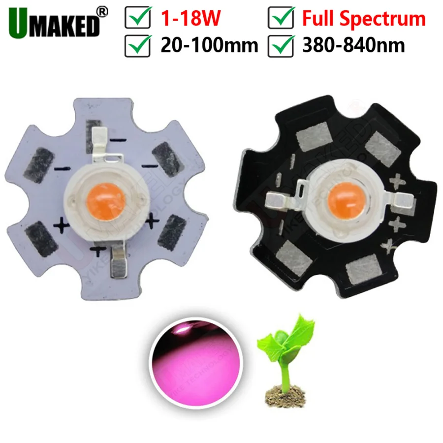 10pcs 1-18W Led PCB plate welded 1w 3w led bead SMD Full spectrum LED chips bead DIY lighting bead light source diy lamp source