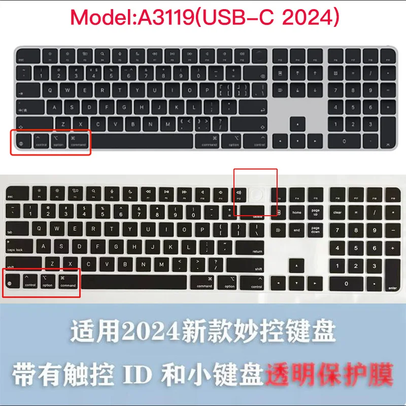 Keyboard Protector film For Apple Magic Keyboard USB-C 2024 A3119 A2520 A1843 US Layout with Numeric Keypad   Cover Protector