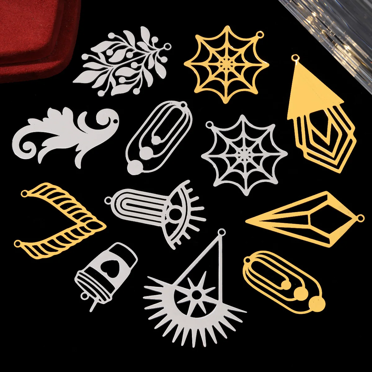 10pcs/Lot Stainless Steel Hollow Question Mark DIY Charms Dandelion Seed Necklace Pendants Woman Sun Star Jewelry Findings