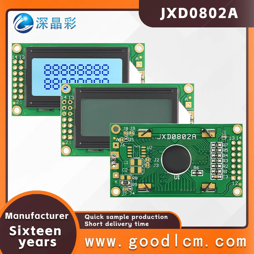 Parallel 0802 small-sized character dot matrix screen JXD0802A STN grey Positive High brightness clearness language LCMmodule