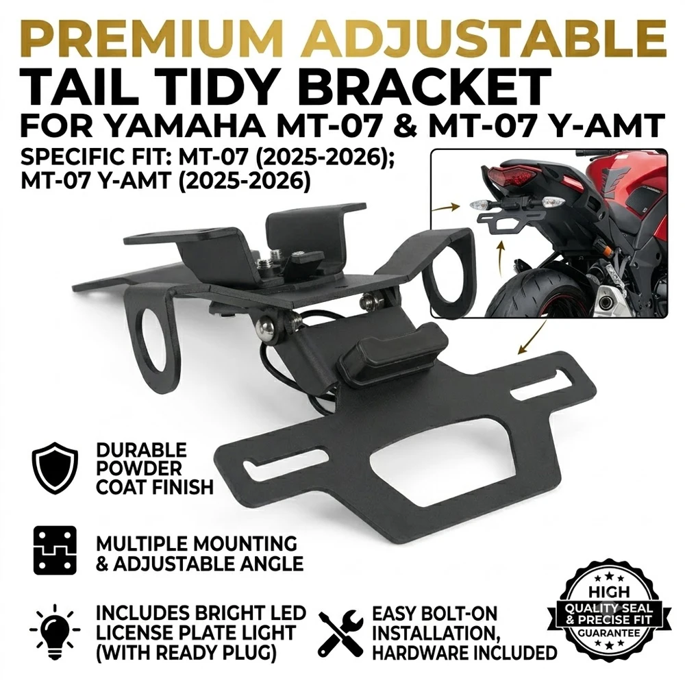 For YAMAHA MT07 MT 07 MT-07 2025 2026 Motorcycle Accessories License Plate Holder Rear Tail Tidy Fender Eliminator Kit Bracket