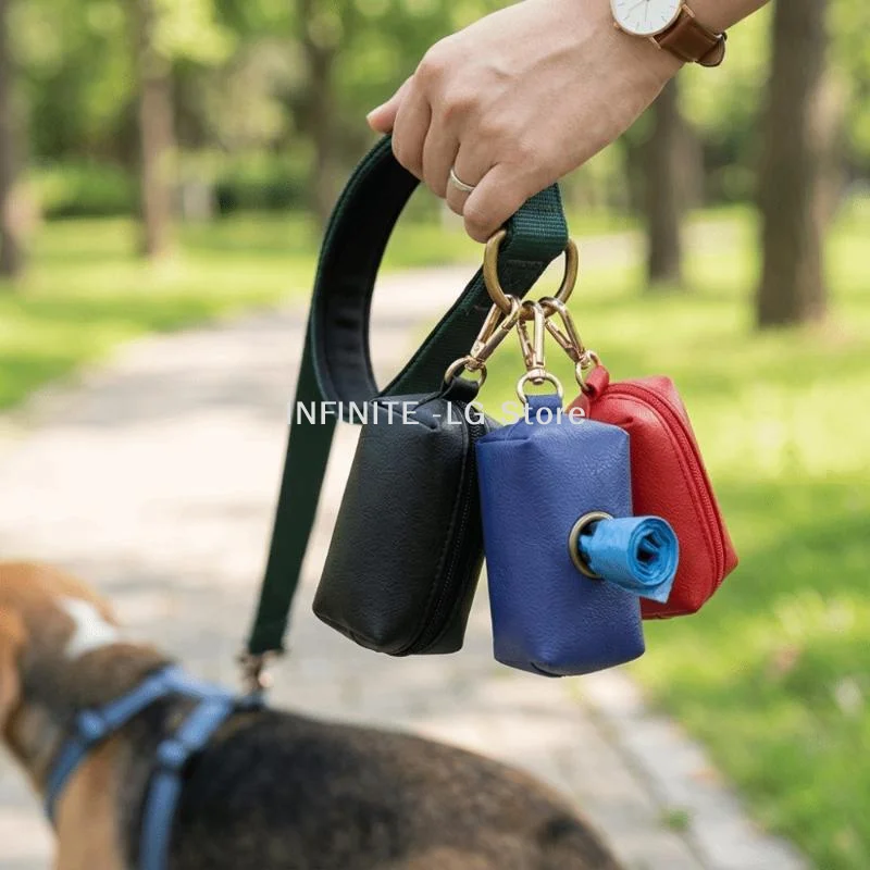 Waterproof Fabric Pet Poop Bag Holder Zipper Closure Mini Size Dog Waste Dispenser Lightweight Solid Color Waste Bag Storage