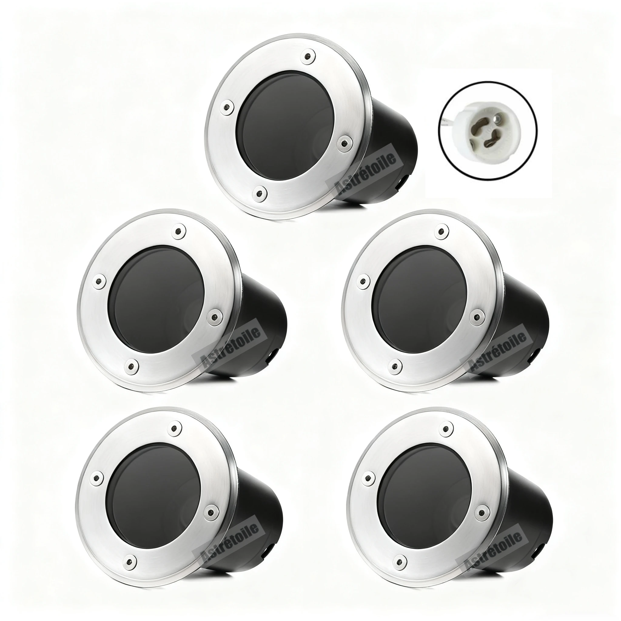 5pcs/lot GU10 LED Inground Light Housing Round Underground Lamp Uplighter for gu10 Bulb Casing
