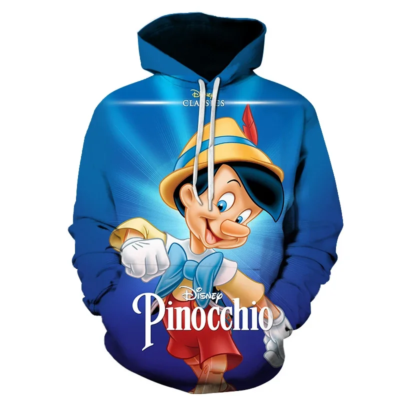 Pinocchio Boys Girls Hoodie Disney Men Hoodie 3D Printed Cartoon Pullover Oversized Men Hoodie MINISO Fashion Men Clothing