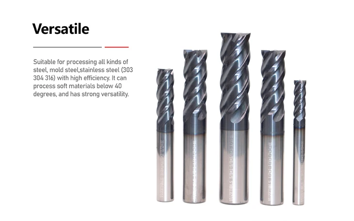SUREWEL Vollhartmetall-Zollfräser 1/8 3/16 1/4 5/16 3/8 1/2" 4-Schneider Professionelle CNC-Schaftfräser 3,175 6,35 12,7 MM – Detail 7