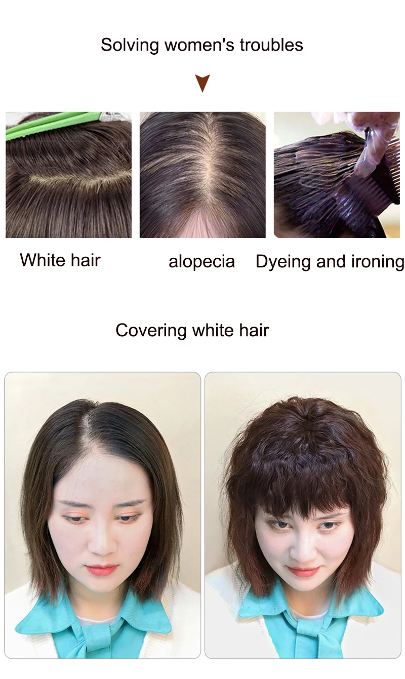 Hair Synthetic women's wigs headwear Replenishing hair natural wig woman female cosplay White hair covering