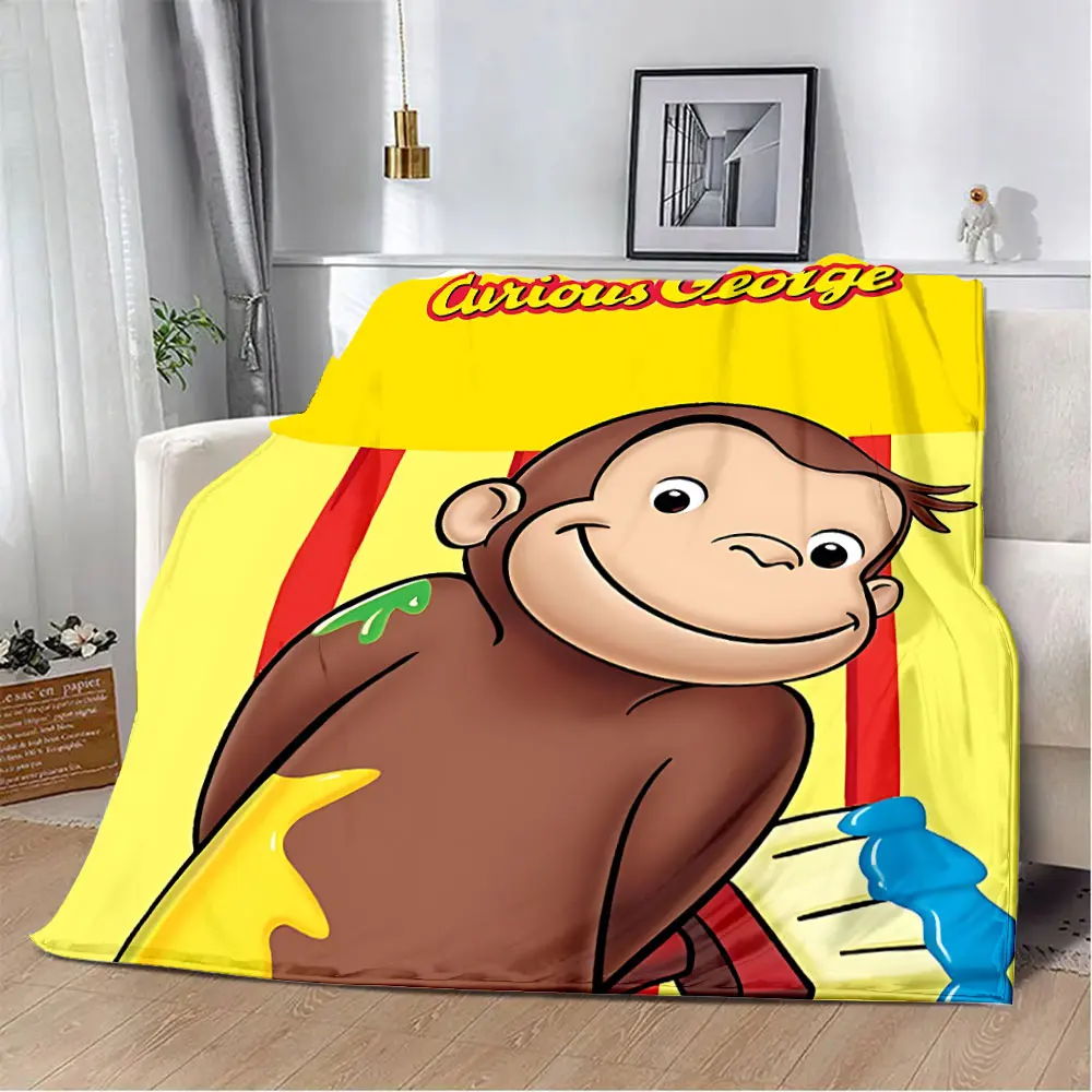 Cartoon Curious George Printed Blanket Picnic Blankets Warm Blanket Soft and Comfortable Blanket Home Travel Birthday Gift