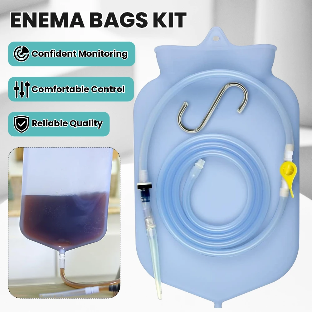 Sinohero 2L Enema Bag Kit Medical Reusable Silicone Water Colon Bags Home Use Cleansing Enteroclysm Detoxified Bowel Bags