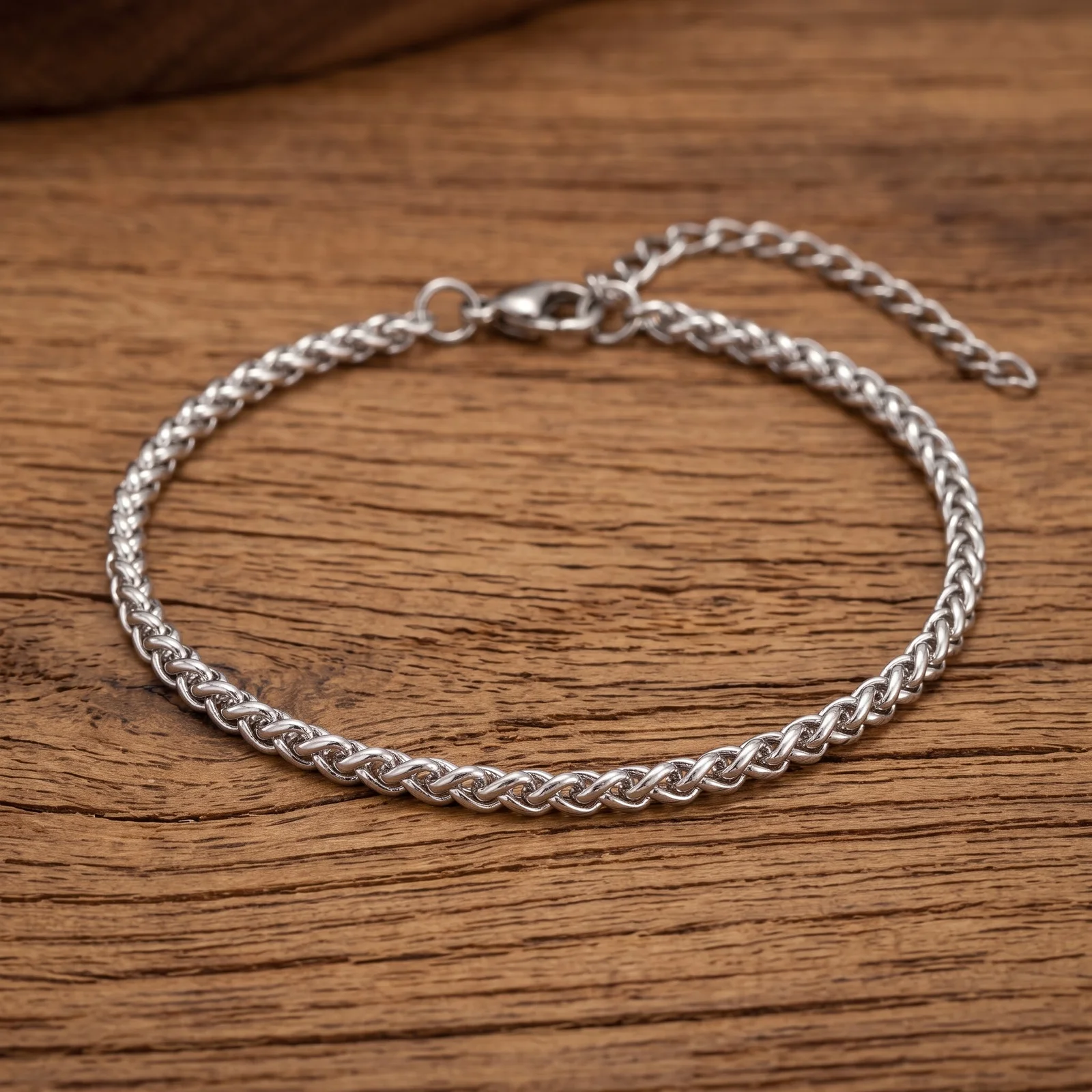Unisex Gold‑Tone Rope Twisted Chain Stainless Steel Bracelet Lobster Clasp Extender Chain Hypoallergenic Bracelet Gift for Party