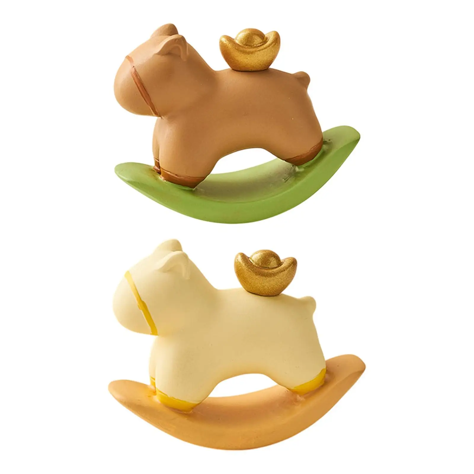 Rocking Horse Figurine Statue Collection Cute Tabletop Ornament Small Sculpture for Office Bookshelf Entrance Home Decoration