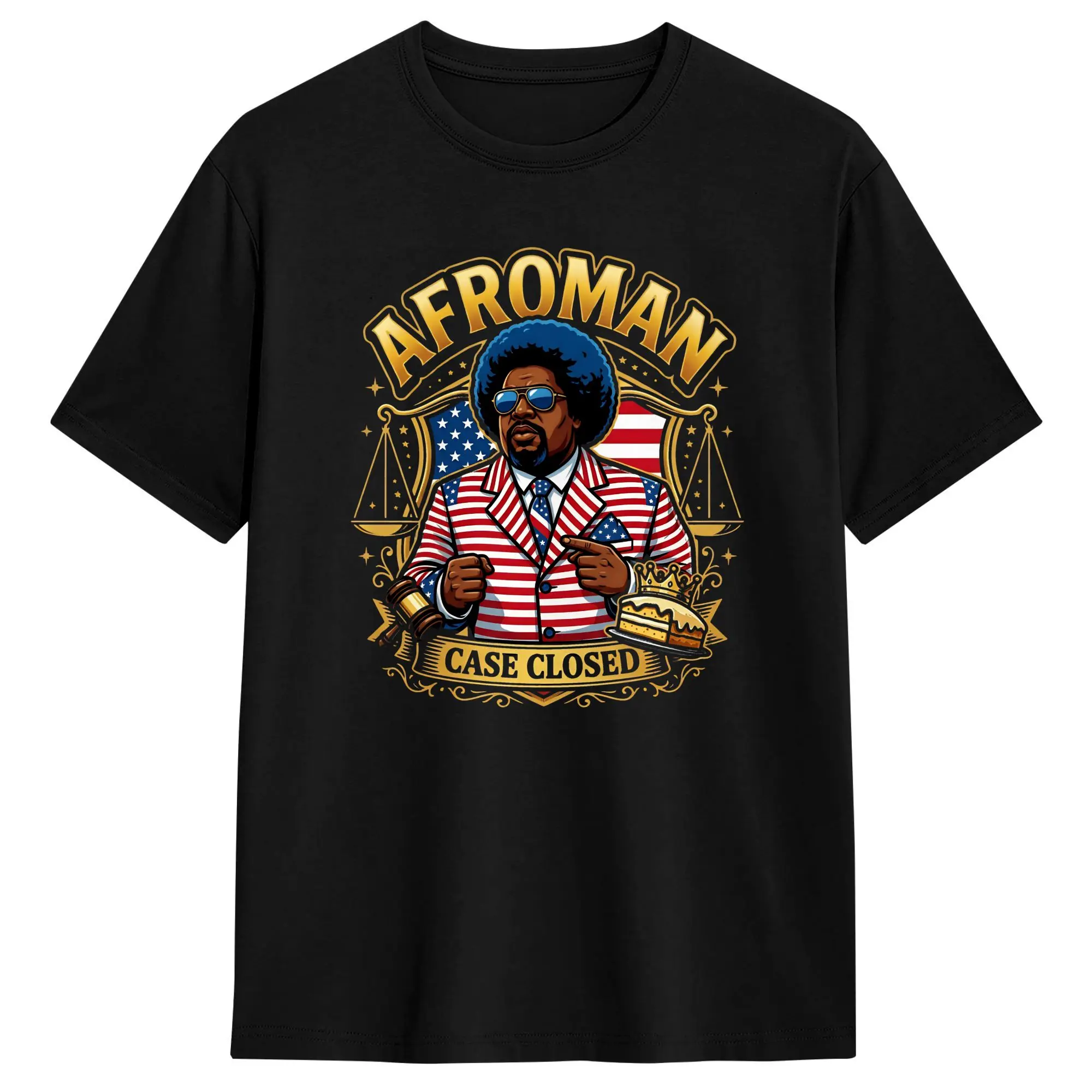Amazing Afroman Funny Case Closed T-Shirt for Men Crew Neck Pure Cotton T Shirts  Short Sleeve Tees Plus Size Clothes