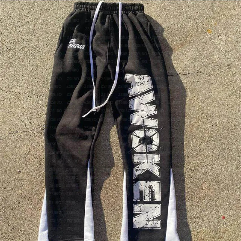 

2025 European American Fashion Street New Pants Men's and Women's Hip Hop Style Pants Letter Printed Drawstring Pants