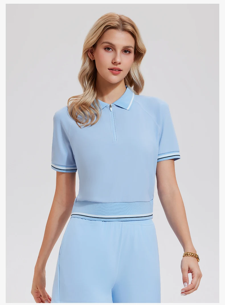 Summer Fitness Short-sleeve Women's Tennis Golf Fashion Shirt Running Breathable Training Sports Top Polo Shirt