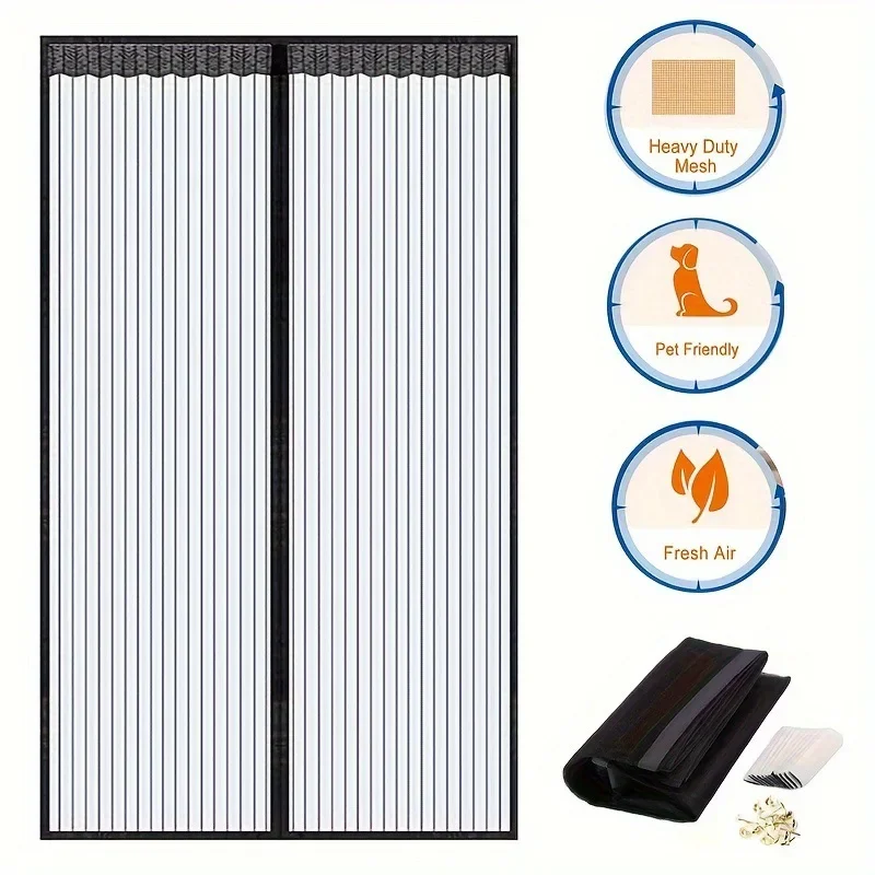 Magnetic Door Screen Custom Size Mosquito Net Curtain Fly Automatic Closing Mesh Kitchen Indoor Living Room