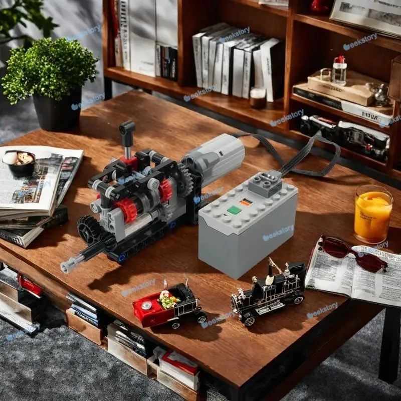 Transmisión de cambios de 4 velocidades MOC, piezas de bloques de construcción de alta tecnología, caja de cambios Compatible con Motor M 103739, funciones de potencia, juguetes de ladrillos