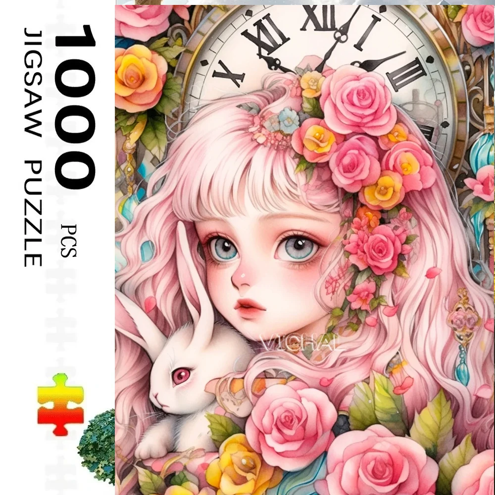 Adult Jigsaw Puzzle 500/1000 pcs Puzzle Cat Girl Paper Puzzle Decorative Painting Exercise Brain Thinking