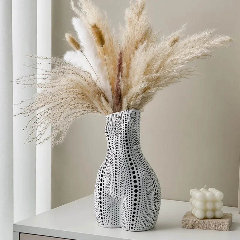 

Creative Abstract Polka Dot Body Ceramic Vase Living Room Flower Arrangement Decoration Female Body Flower Arrangement Vase Gift