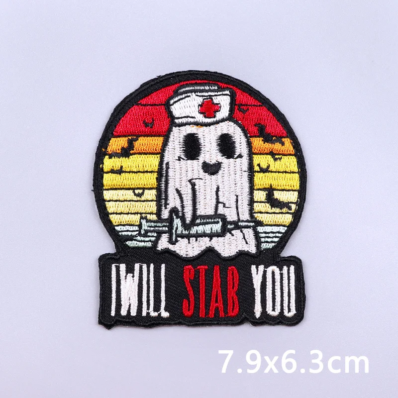 Hippie Skull Embroidered Patches For Clothing Punk/Horror Animal Patch Iron On Patches On Clothes Sewing Patch Fusible Applique