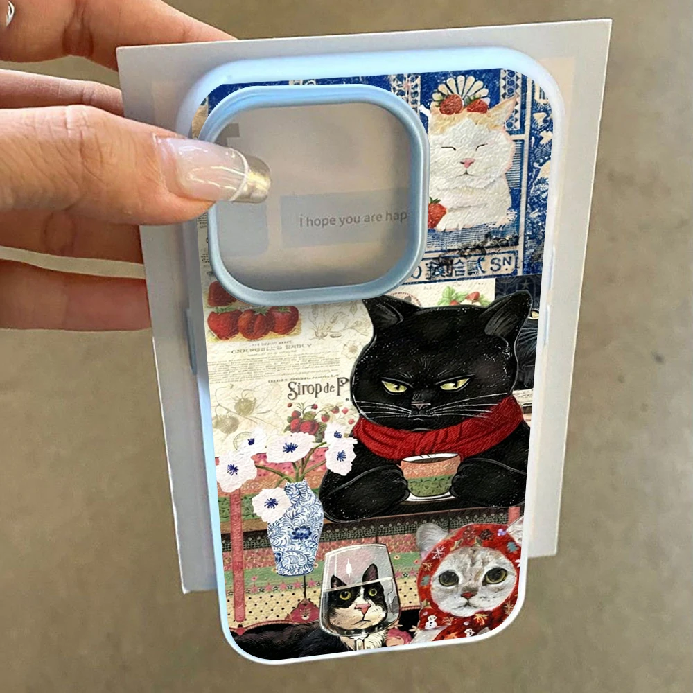für Samsung Galaxy A16 A15 A55 A35 A36 A56 S26 S25 S24 Ultra S23 S21 S22Plus Retro Katzen-Collage Niedliche Handyhülle Silikon-Cover – Detail 3