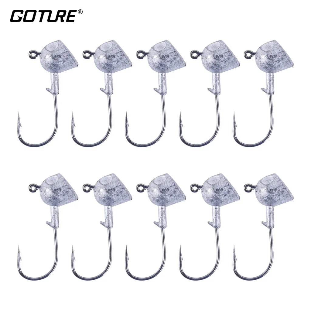 

Goture 10Pcs/lot Fishing Jigging Head Hook 3.5g 5g 7g 10g 14g 20g Ice Fishing Lure Raft Fishing Jig Soft Bait Accessories Tool