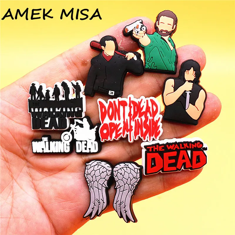 15 sztuk/zestaw Walking Dead Style PVC Charms ozdoby Rick Negan Daryl Maggie Michonne akcesoria klamerka do butów przypinki