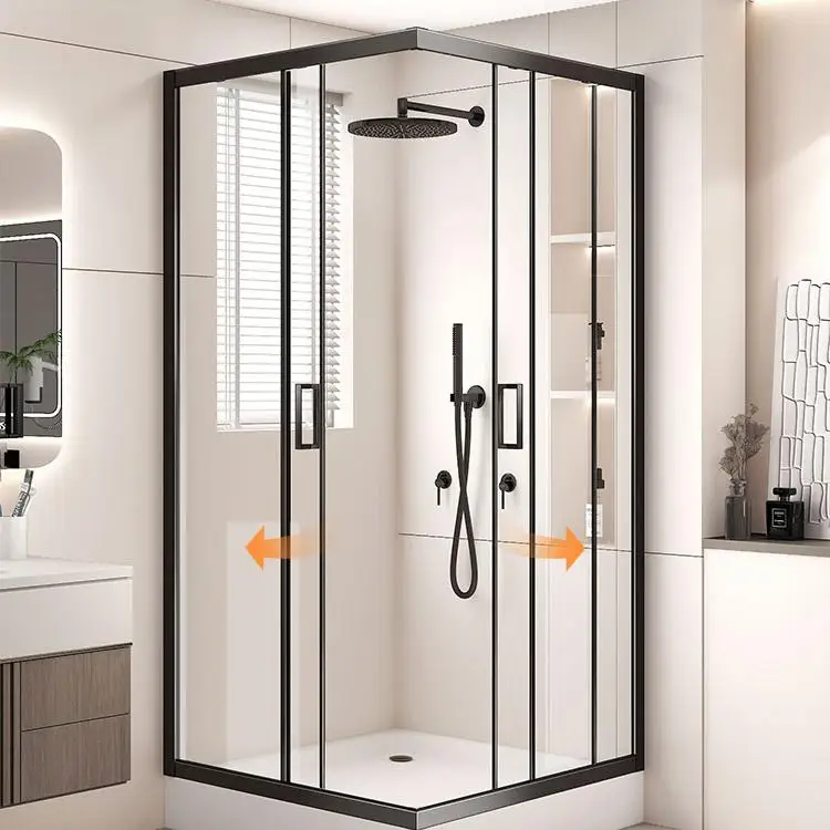Shower room L-shaped glass partition bath screen household bathroom bathroom bathroom sliding door wet and dry separation right