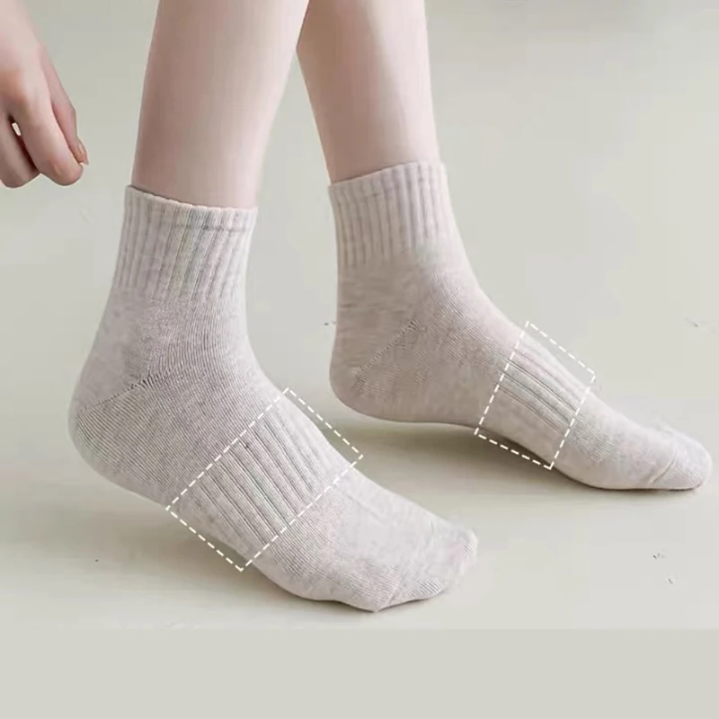 Material Thickened Stockings In Autumn And Winter Pure Cotton Solid Color Women's Sports Sock Moisture-Proof And Sweat-Absorbent