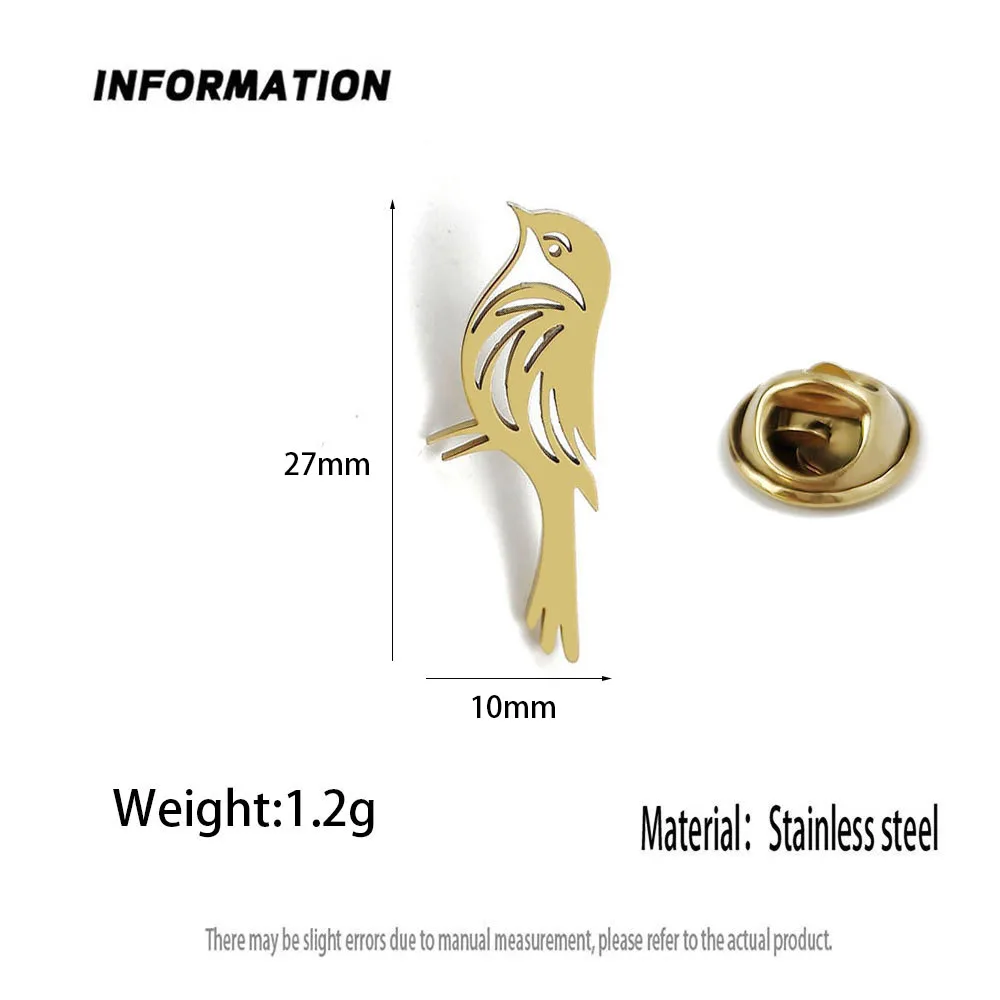 Metal costume brooch. Golden and cute sparrow stainless steel brooch, universal chest badge pin, used as a luggage decoration